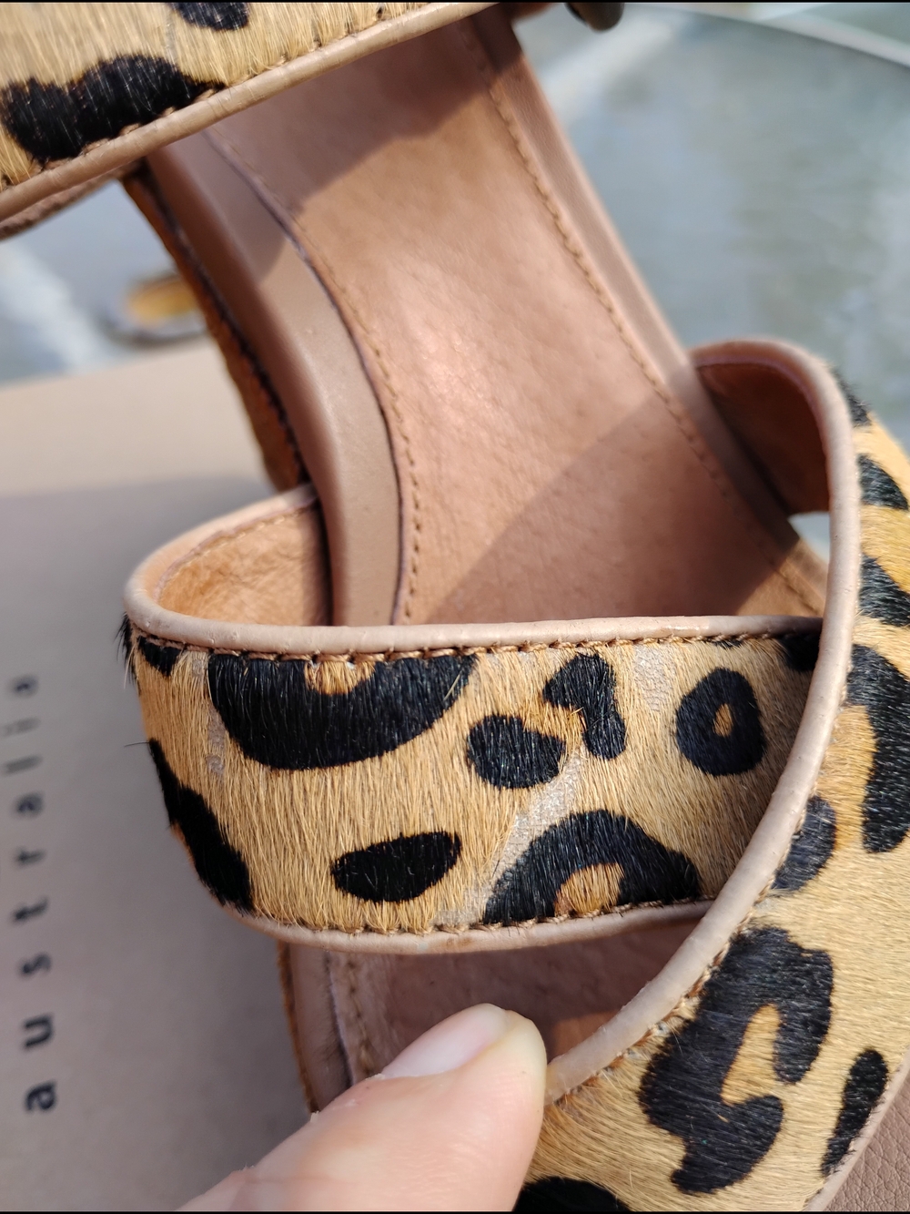 UGG Jasmine Leopard Print Espadrille Wedge Sandals in Tan and Black - Picture 6 of 8